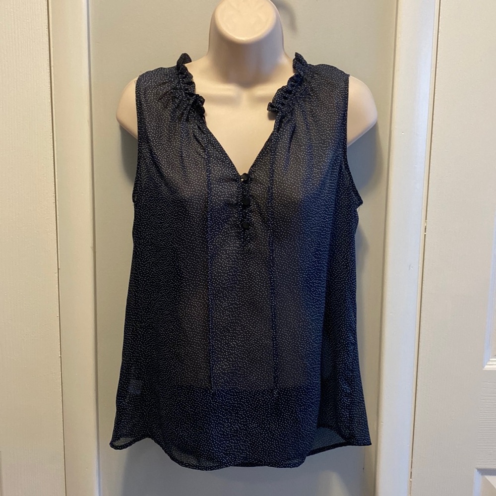 Loft Sleeveless Top Ties Navy White S
